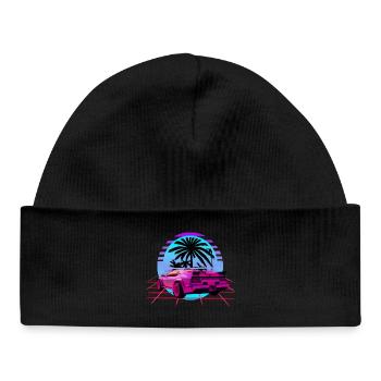 Retro Wave Sport Car Vaporwave Sunset - Baby Organic Beanie - black - Front