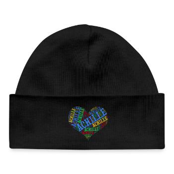 T-shirt cadeau Achille heart heart cloud - Bonnet bébé bio - noir - Devant