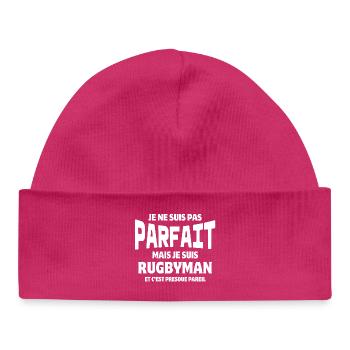 rugby, rugbyman, rugby sport, fan de rugby - Bonnet bébé bio - hot pink - Devant