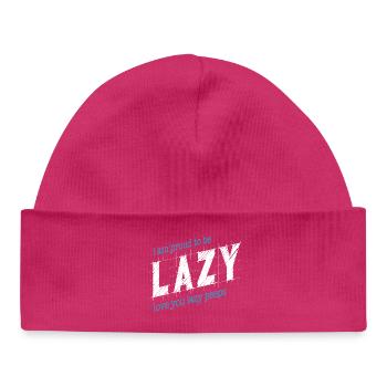 Proud to be lazy - Baby Organic Beanie - hot pink - Front