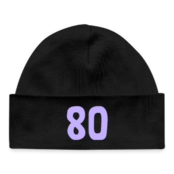 80. 80 YEARS. 80th ANNIVERSARY. 80TH BIRTHDAY. - Baby Organic Beanie - black - Front