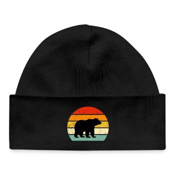 Ours Retro - T-shirt Vintage - Bonnet bébé bio - noir - Devant