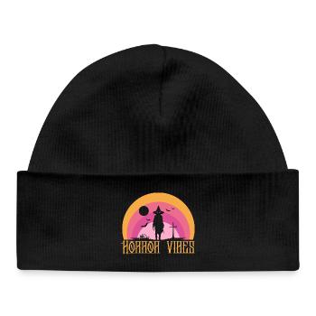 Ambiance d’horreur Sorcière Silhouette Coucher de soleil - Bonnet bébé bio - noir - Devant