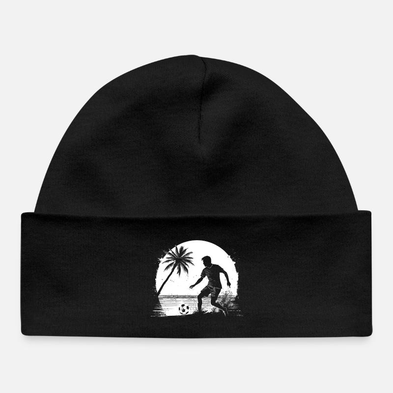 Dessin de garçon de football - Bonnet bébé bio - noir