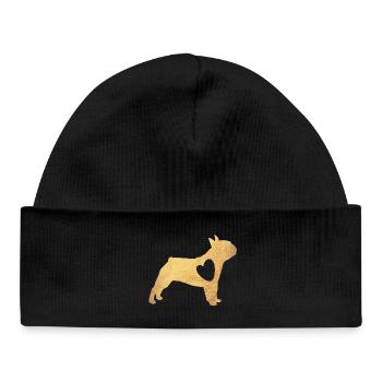 Carlin Or Chien Coeur Carlin Vie Chien Amour Fan Promenade - Bonnet bébé bio - noir - Devant