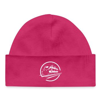 Graphismes de train - Bonnet bébé bio - hot pink - Devant