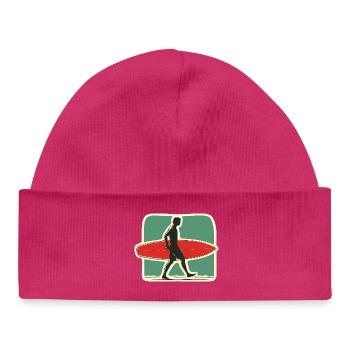 Retro Surfer - Leave the golden days of surfing - Baby Organic Beanie - hot pink - Front