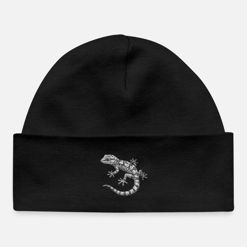 Un gecko - Bonnet bébé bio - noir