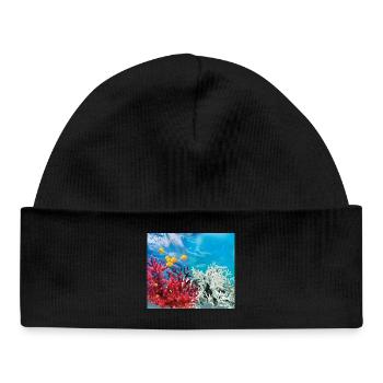 Vibrant coral reef marine life - Baby Organic Beanie - black - Front
