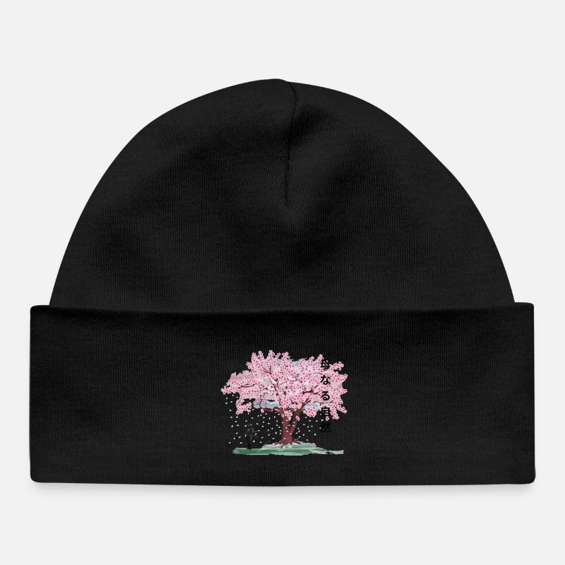 Sous le cerisier en fleurs - Bonnet bébé bio - noir