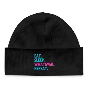 EAT SLEEP WHATEVER REPEAT / Humor / Stupid Sayings - Baby Organic Beanie - black - Front