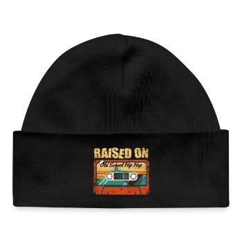Raised On Old School Hip Hop 80s 90s Rap Style - Baby Organic Beanie - black - Front
