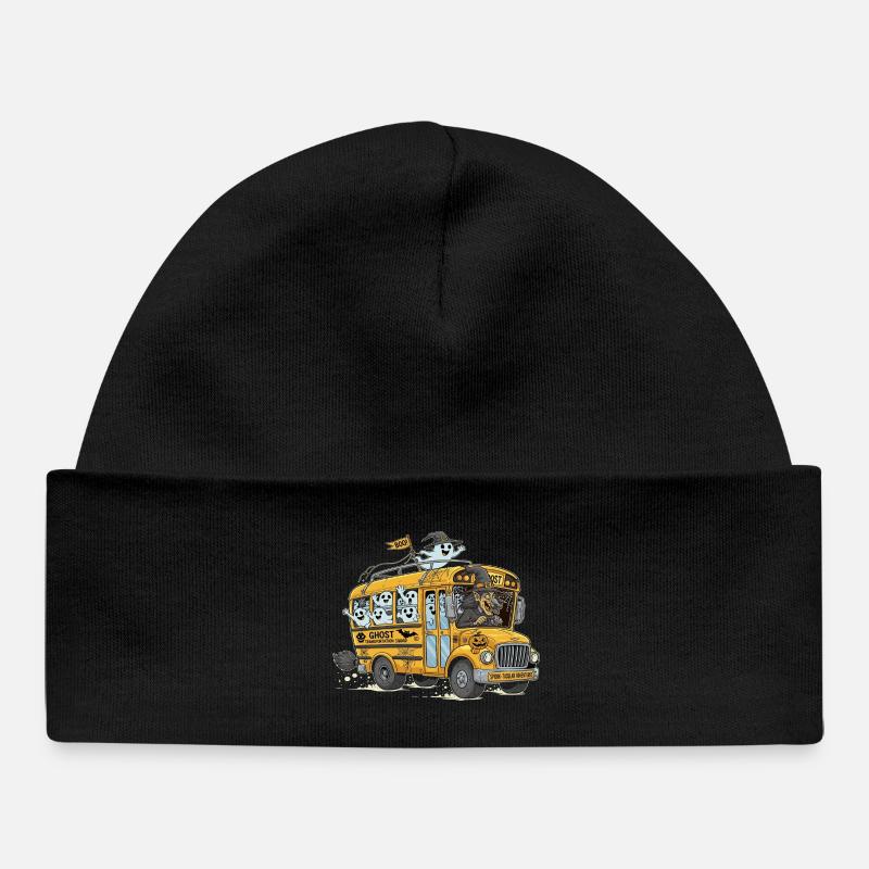 Haunted Ghost Bus Halloween Design - Baby Organic Beanie - black