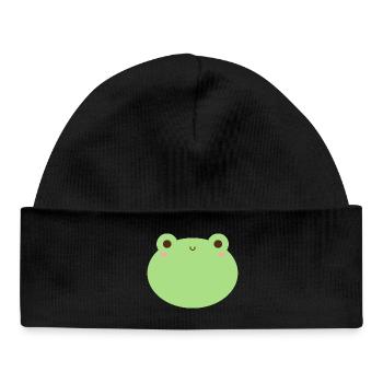 Adorable Kawaii Frog Character Design - Baby Organic Beanie - black - Front