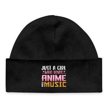 Nur ein Mädchen liebt Anime Musik - Baby Organic Mütze - Schwarz - Vorne