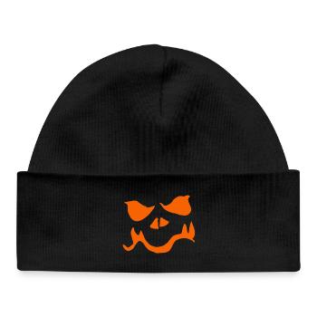 Minimalist Pumpkin Face Halloween - Baby Organic Beanie - black - Front