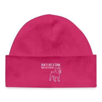 Nez court, grande bouche – Bouledogue français - Bonnet bébé bio - hot pink - Devant