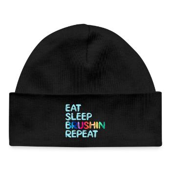 Artist Painter Graphic Eat Sleep Brushin Repeat - Baby Organic Beanie - black - Front
