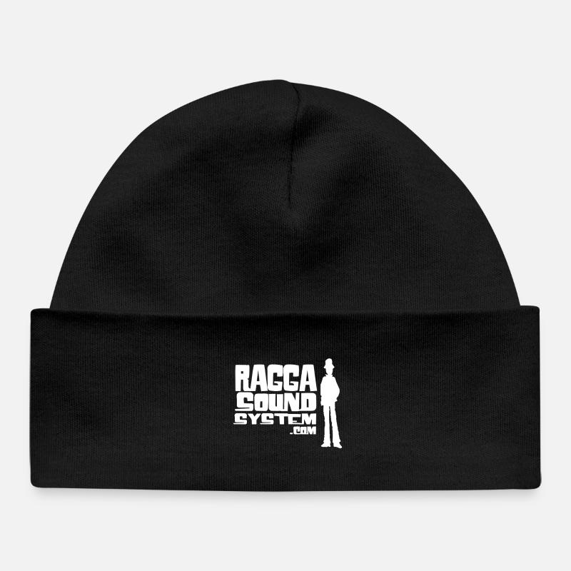 ragga-sound-system-logo-W - Bonnet bébé bio - noir