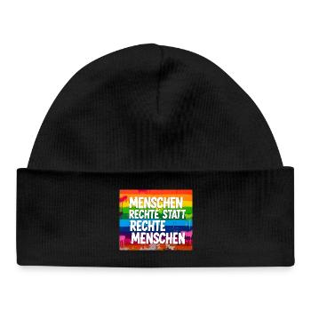Human Rights Instead of Right-Wing People Statement - Baby Organic Beanie - black - Front