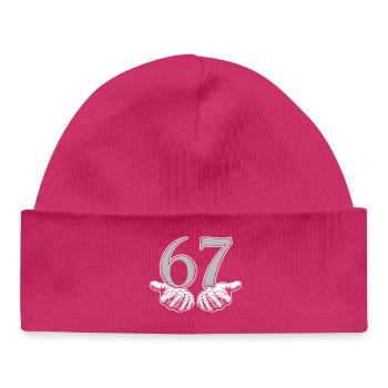 Drôle 67 Meme Mains Gen Alpha Humour - Bonnet bébé bio - hot pink - Devant