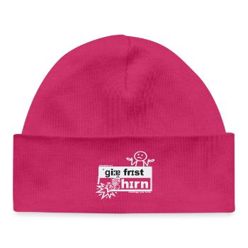 Greed eats the brain - phonetic art - Baby Organic Beanie - hot pink - Front