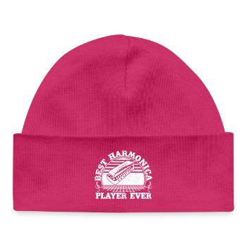 Harmonica Musican Best Player Ever Harmonica - Baby Organic Beanie - hot pink - Front