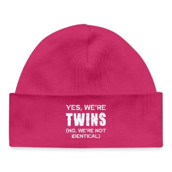 Twin joke: Not identical - Baby Organic Beanie - hot pink - Front
