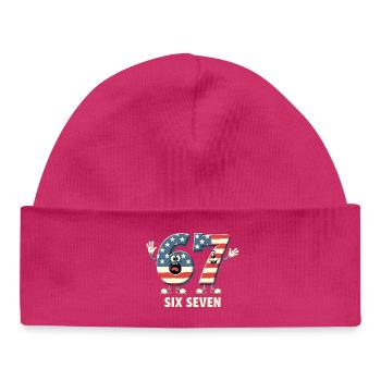 US Flag 67 Memes Six Seven - Baby Organic Beanie - hot pink - Front