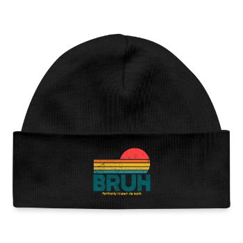 Coucher de soleil rétro Bruh Mama - Bonnet bébé bio - noir - Devant