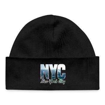 NYC Skyline Block Letters - Baby Organic Beanie - black - Front
