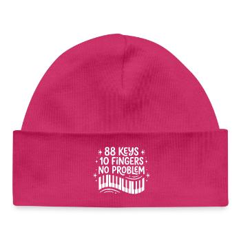 88 touches, 10 doigts, pas de problème, pianiste - Bonnet bébé bio - hot pink - Devant