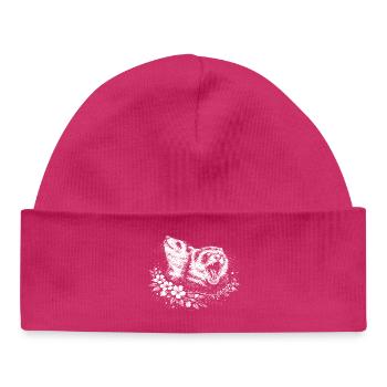 Frettchen im Blumenkreis - Baby Organic Mütze - hot Pink - Vorne