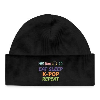 Eat Sleep K-Pop Repeat Korean Pop Music Life - Baby Organic Beanie - black - Front