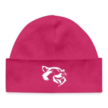 Raccoon Coolness – Sunglasses Bandit Head - Baby Organic Beanie - hot pink - Front