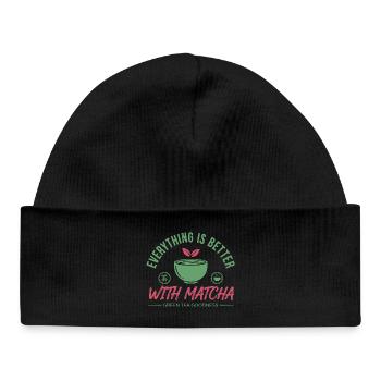 Everything Is Better With Matcha Green Tea - Baby Organic Mütze - Schwarz - Vorne