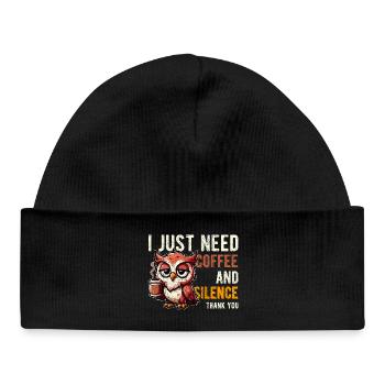 J’ai juste besoin de café et de silence Chouette drôle - Bonnet bébé bio - noir - Devant