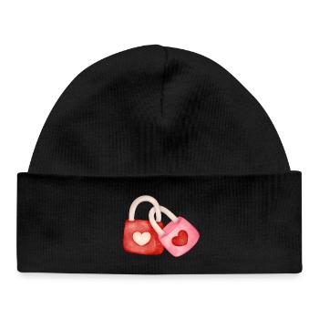 Liebende, verrückt vor Liebe, Valentinstag - Baby Organic Mütze - Schwarz - Vorne