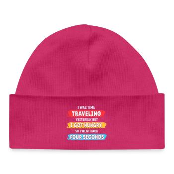 Voyage dans le temps - Bonnet bébé bio - hot pink - Devant