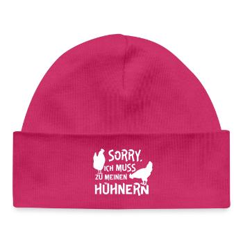 Fans de poulet - - Coq - Poulet fou - Bonnet bébé bio - hot pink - Devant