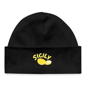 Sicily Lemons Illustration - Sicily - Baby Organic Beanie - black - Front