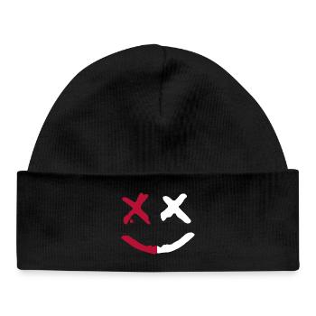 Evil Smile.y Face X-Eyes Graffiti Red White - Baby Organic Beanie - black - Front