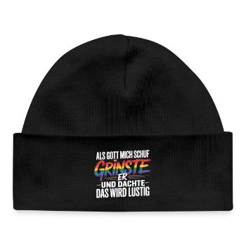 Als Gott mich schuf grinste er – Pride Humor - Baby Organic Mütze - Schwarz - Vorne