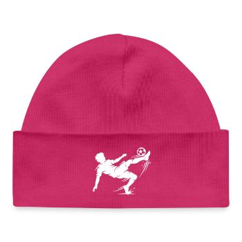 Fallrückzieher Fussball Silhouette - Baby Organic Mütze - hot Pink - Vorne