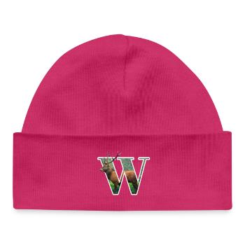 W Wapiti alphabet animals - Baby Organic Beanie - hot pink - Front