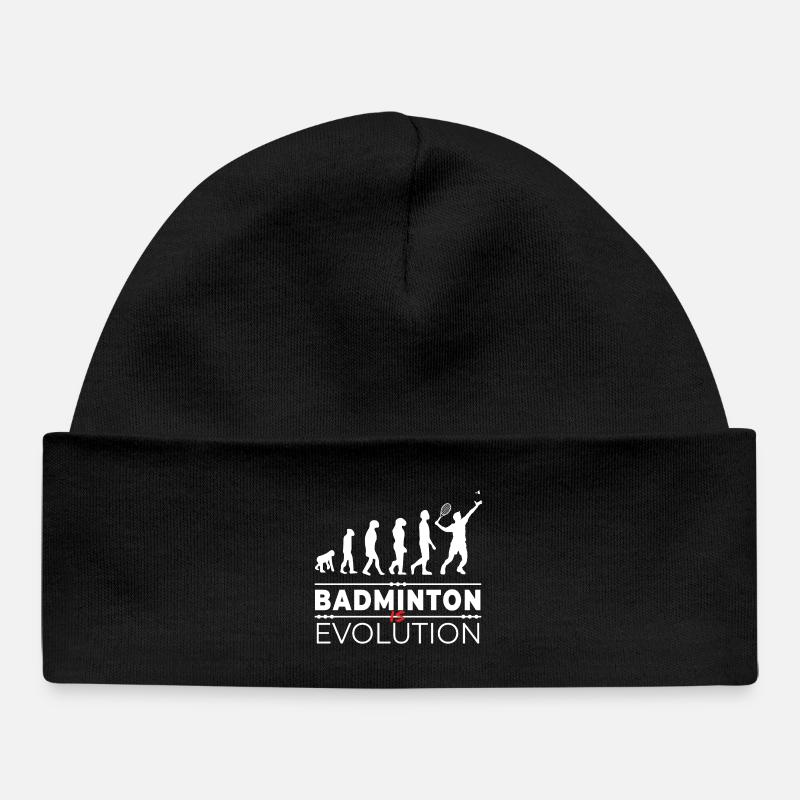 Badminton is evolution - Message Humor Parodie - Baby Organic Mütze - Schwarz