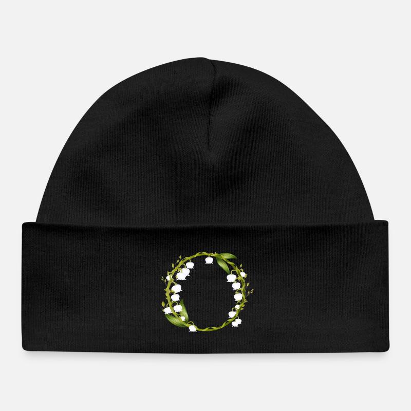 délicate couronne printanière de muguet - Bonnet bébé bio - noir