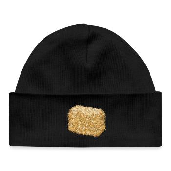 une balle de paille aux couleurs dorées chatoyantes - Bonnet bébé bio - noir - Devant