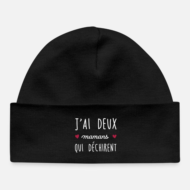 J'ai deux mamans qui déchirent - Bonnet bébé bio - noir
