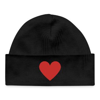Red Heart Shape - Baby Organic Mütze - Schwarz - Vorne